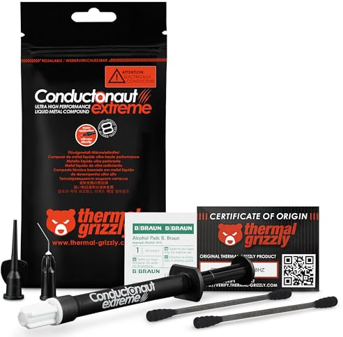 Thermal Grizzly Conductonaut Extreme - 5 Gramm - High-End Flüssigmetall - Wärmeleitpaste - Maximale Wärmeleitfähigkeit für CPU, GPU, Xbox, PS4, PS5 und Elektronik - Made in Germany