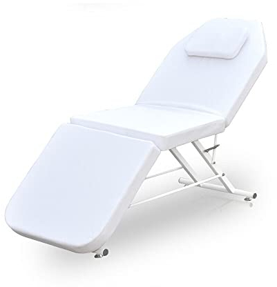 soudesileim Massageliege Höhenverstellbar, 3-Zonen Massagebett Klappbar, 182x60cm Massage Bed, Ergonomisches Salonbett, 250kg Tragfähigkeit, FÜr Kosmetik, Spa, Salon, Tattoo (Weiß)