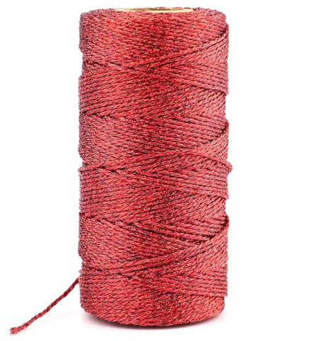KINGLAKE Kordel Rot 1.5MM, Garn 100M, Schnur Rot, DIY Bastelschnur, Kordelband Unelastisch Zum Basteln, Hochzeitsdekoration, Weihnachtsdekoration oder Verpacken