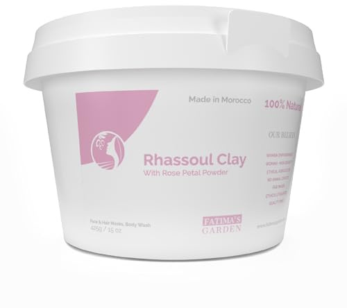 Fatima's Garden Rhassoul with Rose Petals - Soothing Face & Hair Mask, 425g