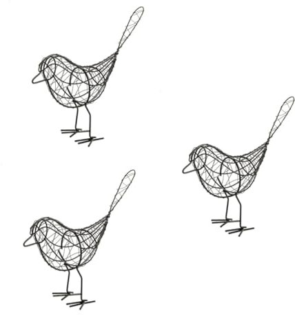 IMIKEYA 3 Stücke Vogel Ornament Garten 20x23cm Eisen Draht Gewebt Schmiedeeisen Kreative Garten Dekoration