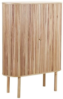 Beliani Commode à 2 Portes Coulissantes en Bois de Paulownia MDF Bois de Pin Ton Marron Clair 130 cm Manara