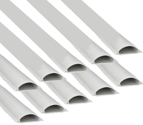 Jandei - Confezione x10 grondaia per cavi in PVC per pavimento bianco 1 m 25 x 90 mm con adesivo