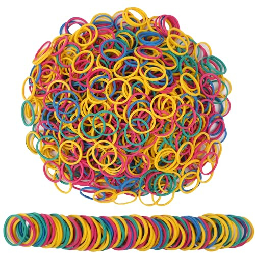 Foshine Rubber Bands Small Mini Elastic Band Yellow Blue Green Red 1300pcs Rubber Band 1.2inch Office Supplies Home Inside Diameter 0.63in (Multicolour)