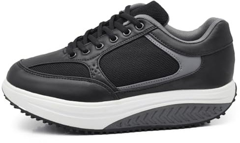 Zapatillas de deporte basculantes correr deportivas gimnasia zapatillas cómodas para caminar balancín fitness bienestar adelgazante cómodas para mujer, 07 Negro Ajuste estrecho, 40 EU Stretta