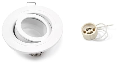 KOLORENO Einbaustrahler Einbauleuchte Oh Satino Aqua - 230 V~50 Hz - LED Einbauleuchte 10 x 10 x 4 cm + GU10 Fassung 3 x 3 x 3 cm - Fest - Rund - Weiß