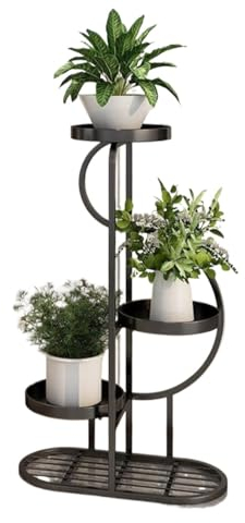 Pflanzenregal Blumentreppe Blumenständer Pflanzenregal Aus Metall, Hoher Pflanzenständer, Pflanzenregal Für Den Außenbereich, Für Balkon, Wohnzimmer Pflanzenständer Blumenregal Blumenbank(Black,50*24*