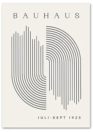 SHINERING Abstrakte Bauhaus Linie Geometrie Nordic Poster Kunstdrucke Leinwand Malerei Schwarz Vintage Wand Bilder Wohnzimmer Wohnkultur A3 40X50Cm Kein Rahmen