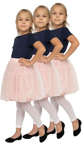 looksy 3-er Pack Mädchen fußfreie Strumpfhosen für Ballett blickdicht dünne Leggings 7/8 Länge Modische Kinder Gymnastik Schule Hose Alice, Satz von 3 Paaren