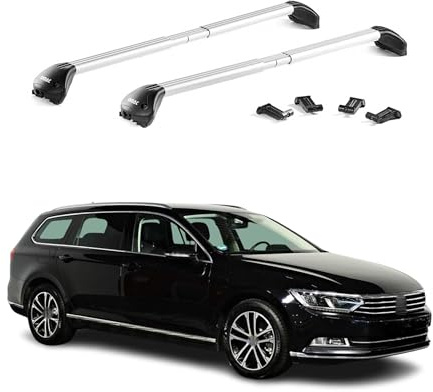 OMAC Dachträger für VW Passat B8 Variant 2014-2023 Silber | TÜV geprüft, Abschließbar mit 4 Schlössern, bis 100 kg Traglast, robuste, sichere Befestigung, Querträger, Grundträger