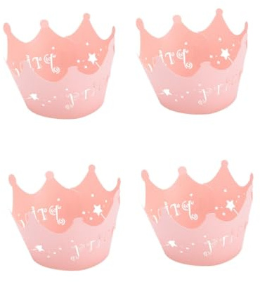 Amosfun 48pcs Cupcake Wrapper Lace Crown Cupcake Wraps Birthday Cake Decorations for Princess Party