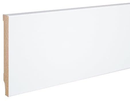Sockelleiste MDF 10 x 80 x 2500 mm MDF-Kern foliert Weiß zum Kleben, Schrauben & Nageln Fußleiste by PROVISTON 12.5 Meter | 5 Stück
