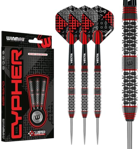 WINMAU Darts Cypher 22g 90% Professionella Volfram Stålspets Dartset med Dartflyg och Dartstammar