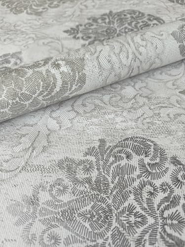 Mambo Design PVC Tischdecke ANTIK weiß grau Silber Meterware Wachstuch Eckig Breite & Länge wählbar abwaschbar, Größe:140 x 110 cm
