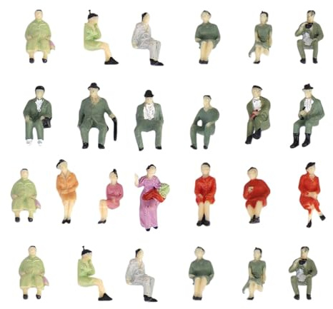 Luwecf 25 Stück Miniaturfiguren für Modellbau Im Maßstab 1:87, Landschaftszubehör, Verschiedene Haltungen, sitzen