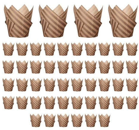 Jrifedptry 50 pirottini per cupcake in stile giornale, per matrimoni, tulipani, muffin, cupcake, tazze di carta oleose, per torte G