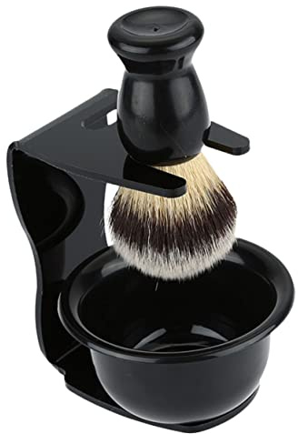 Ipetboom Pennelli Barba Uomo Con Spazzola in Setole Di Tasso Supporto e Ciotola Pratica Kit Rasatura Compatto e Durevole Per Casa e Regalo