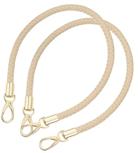 QUARKZMAN Taschenhenkel Lederriemen für Taschen, 2 Stück 60cm PU Taschengurt mit Metallschnallen Taschengriffe für Geldbörse Häkeltaschen Handtaschen (Beige Pink Gurt + Goldverschluss)