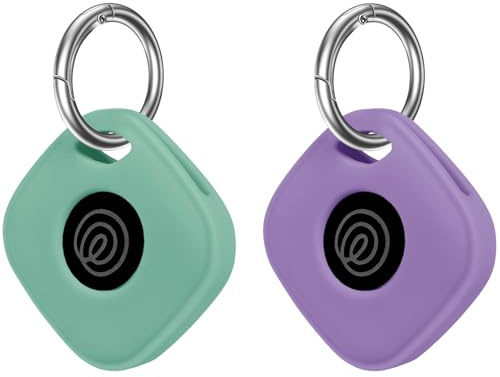 Silicone Case for Tile Mate 2024 with Keychain, 2 Pack Anti-Scratch Protective Cover for Tile Tracker (Purple/Mint)