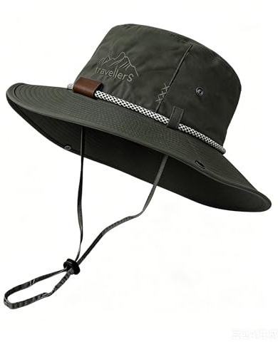 JFAN Sombrero de Pescador Hombre Mujer Sombrero de Sol con ala Ancha Plegable Impermeable Gorro Safari Senderismo