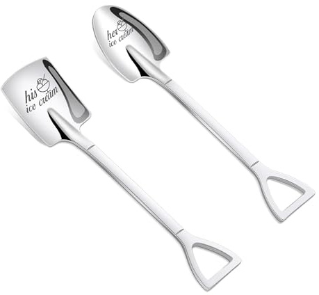 DOETYD 2 Piece Coffee Scoop Set, Christmas Valentine's Day Wedding Gift for Her and Him Wedding Gifts, Ice Cream Scoop, Stainless Steel Tea Scoop, Couples Gift, Engagement Wedding Anniversary