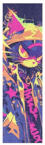 WDdZzyy Cartoon-Katzen-Graffiti-Stil, buntes Griptape für Skateboards, blasenfreies Griffband für Roller, 83 x 22,9 cm, Cinta de Agarre para patineta
