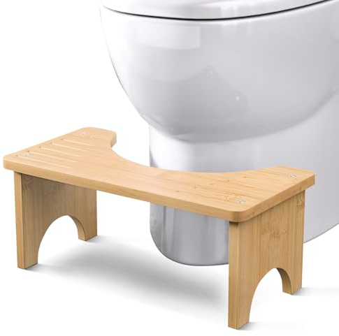 Bambus Toilettenhocker für Erwachsene, Bambus Toilettenhocker, Die Behandlung von Hämorrhoiden, Verstopfung und Blähungen Kackhocker für Erwachsene Ergonomischer WC Hocker für Badezimmer (Holzfarbe)