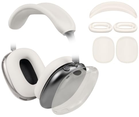 SOULWIT Schutzset für AirPods Max 2/1 (2026/2024/2020, USB-C/Lightning), Kopfband Stirnband Headband Abdeckung + TPU-Schutzhülle + Silikon Ohrpolster Schutz Abdeckung, Schweißresistent, Waschbar