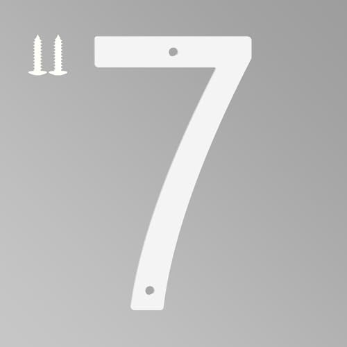 6 Inch White House Numbers for Outside, Metal Letters for Outdoor Signs, Anti-rust Aluminium House Address Letters for Front Door, Office, and Garden Decoration (Number 7)