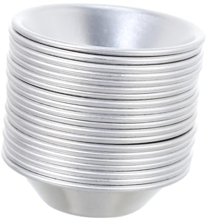 UTHCLO 20 piezas Molde para Tartaletas de Aluminio Antiadherentes para Hornear Tartas Pasteles Cupcakes y Postres Moldes Metálicos Resistentes y Reutilizables para Cocina y Repostería
