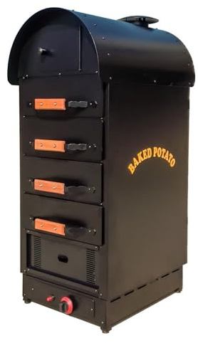 Four à pommes de terre au gaz 4 tiroirs | Four Kumpir haute capacité en acier inoxydable pour restaurants, cafés et événements | Compatible LPG/NG | Système de sécurité au gaz certifié CE avec