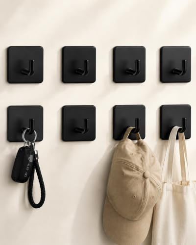 CCDecor Handtuchhaken ohne Bohren 8 Stück Wandhaken aus Edelstahl Schwarz