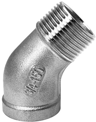 Raccord coudé à 45 degrés en acier inoxydable 304 (filetage mâle vers femelle) for eau, huile, gaz et liquides corrosifs(1 1/2)