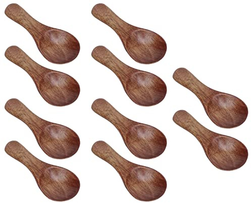 10 pièces petites cuillères en bois, cuillères à café en bois petites cuillères à soupe mini cuillère de 3,23 pouces pour sel condiments assaisonnements café thé sucre glace miel