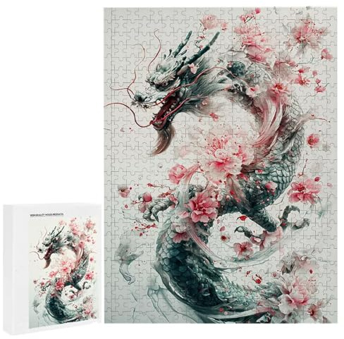 Puzzle 1500 Teile Erwachsene Drachen Blumen, Impossible Klassische Jigsaw Puzzles 87 x 57cm, Geschicklichkeitsspiel für die ganze Familie, Puzzle farbenfrohes Legespiel Home Dekoration Geschenk k-548