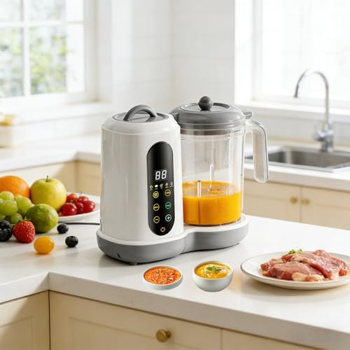 Baby Food Maker, 4-in-1 Baby Food Processor for Healthy Homemade Food | Touch Control Steamer & Blender for Homemade Puree, Compact Weaning Essential with Auto Cook & Grind, 4 Preset Menu, BPA Free