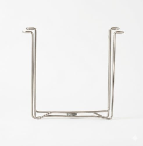 Stainless Steel Countertop Trash Bag Holder & Cup Drying Stand - Foldable Kitchen Garbage Rack for Food Prep & Waste Disposal (Non-Slip, Rust-Proof)