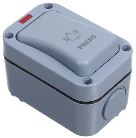 SOESFOUFU Interruptor Pulsador para Timbre Exterior, con Luz Indicadora Led, Montaje en Superficie, Resistente Intemperie para Sistema de Acceso al Almacén y Puertas Exteriores