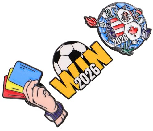 BESTOMZ Ensemble de 3 Broches en Alliage Football Coupe du Monde 2026, Insignes Émail Sport Métal, Épinglettes Supporter pour Paquet, Vêtements et Accessoires Foot, Décoration