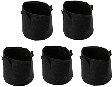Aramox Lot de 5 Sacs de Culture de Plantes en Tissu Non tissé, 3 Gallons avec Poignées, Drainage Respirant, Réutilisables pour Pommes de Terre, Tomates, Fleurs, Légumes, Intérieur et Extérieur,