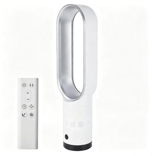 Ventilatore a torre senza pale con purificatore d'aria, ventilatore a torre silenzioso per camera da letto, funzione girevole a 80°, timer di 2 ore, ventilatore portatile senza pale (69 cm, grigio)