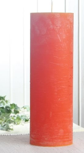 Rustik-Stumpenkerze, 30 x 10 cm Ø, Mandarin-orange