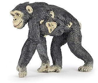 PAPO -Dipinta a mano- figurina-Fauna Selvatica -Chimpanzee con cucciolo-50194-Collezione -Adatto a bambini e bambine - A partire dai 3 anni di età