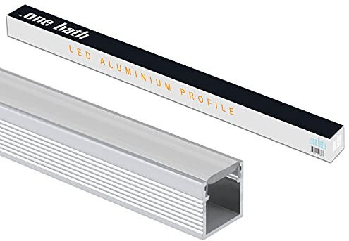 .one-bath LED Aluminium Profil I Aluprofil Leiste für LED Stripes I F: Aufputz satiniert 2m mit Endkappen für Innen- und Außenbereich