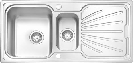 JASSFERRY Edelstahl Küchenspüle 1.5 Becken, Reversibel Einbauspüle mit Siphon-Ablauf und Überlaufgarnitur 1000 x 500 mm