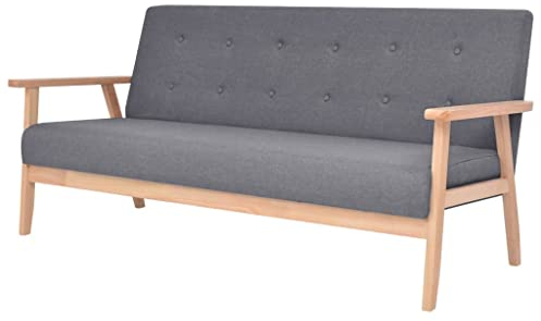 vidaXL Sofa 3-Sitzer Dreisitzer Polstersofa Loungesofa Couch Sessel Stoffsofa Sitzmöbel Polstermöbel Designsofa Wohnzimmer Stoff Dunkelgrau