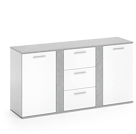 Vicco Kommode Novelli, Beton, 40 x 80 cm | mit Schubladen, zur Aufbewahrung von Kleidung, Accessoires und Haushaltsgegenständen