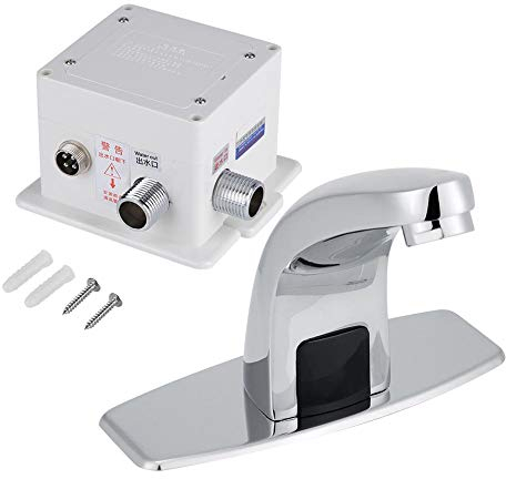 Set Di Rubinetti Per Lavabo,Rubinetto Di Controllo Automatico Del Sensore a Infrarossi In Lega Di Zinco Con Scatola Di Controllo, Kit Rubinetto Acqua Sensore Per Uso Domestico e Commerciale