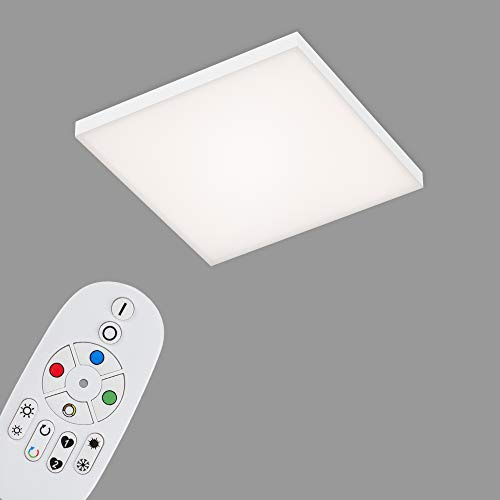 Briloner Leuchten - LED Panel, LED Deckenlampe dimmbar, rahmenlos, Farbtemperatursteuerung, RGB, inkl. Fernbedienung, 16 Watt, 1.800 Lumen, Weiß, 295x295x57mm (LxBxH)