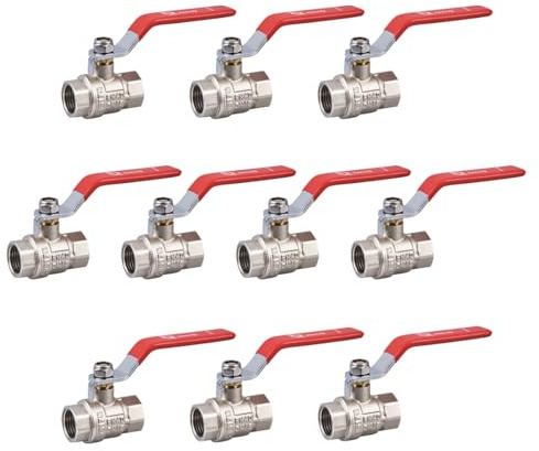 zencQ Kugelhahn 1/2 Zoll FF Hebelgriff 10er-Pack - PN40 bar Kugelventil aus Messing mit Hebel für Industrie, Wasserpumpen Tanks, Gewerbe, Haushalt, Regentonnen mit beide Innengewinde (1/2'' 10x)